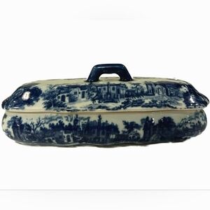VINTAGE Victoriaware Ironstone Flow Blue Container
